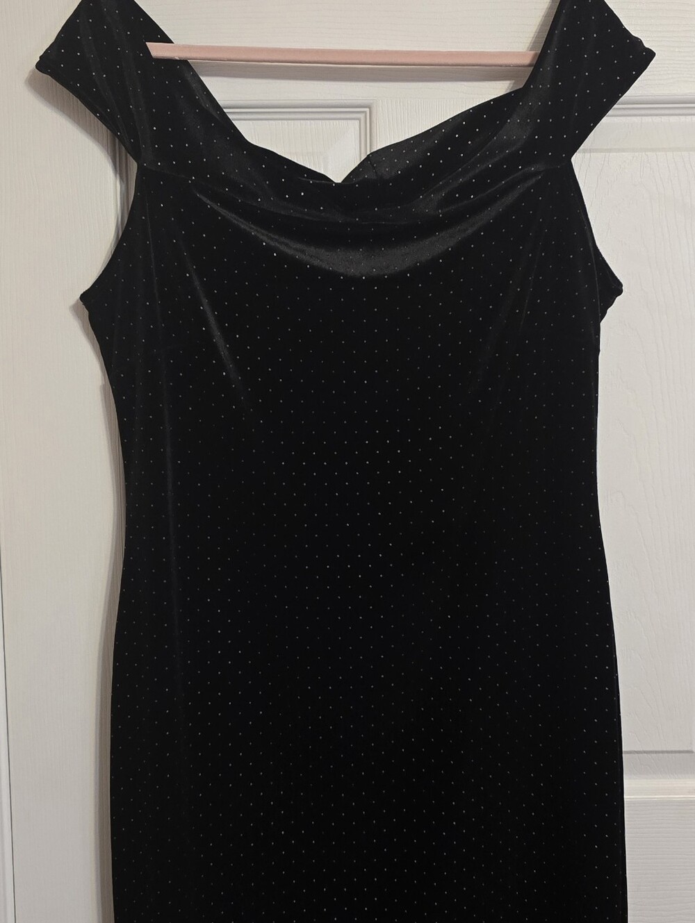 Charlotte Russe Black Velvet One-Shoulder Dress with Gold Stud Accents